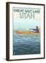 Great Salt Lake, Utah - Kayak Scene-Lantern Press-Framed Art Print