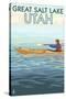 Great Salt Lake, Utah - Kayak Scene-Lantern Press-Stretched Canvas