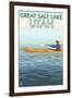 Great Salt Lake, Utah - Kayak Scene-Lantern Press-Framed Art Print