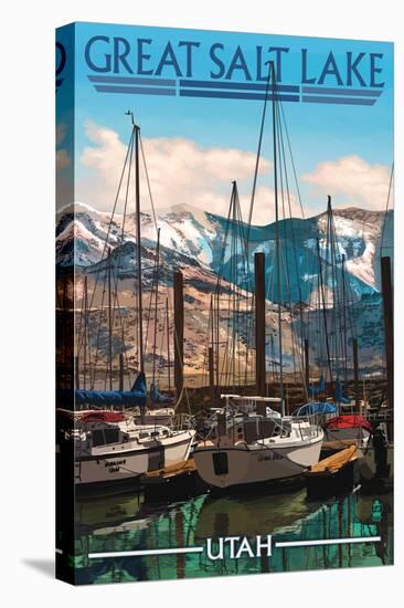 Great Salt Lake, Utah - Marina-Lantern Press-Stretched Canvas