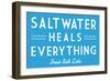 Great Salt Lake, Utah - Saltwater Heals Everything - Simply Said - Lantern Press Artwork-Lantern Press-Framed Art Print