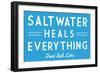 Great Salt Lake, Utah - Saltwater Heals Everything - Simply Said - Lantern Press Artwork-Lantern Press-Framed Art Print