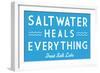 Great Salt Lake, Utah - Saltwater Heals Everything - Simply Said - Lantern Press Artwork-Lantern Press-Framed Art Print