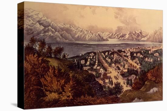 Great Salt Lake, Utah-Currier & Ives-Stretched Canvas