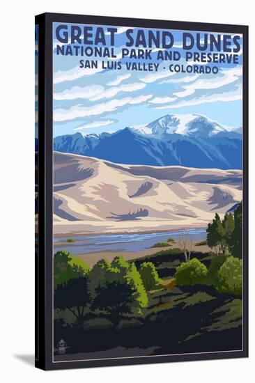 Great Sand Dunes National Park and Preserve, Colorado-Lantern Press-Stretched Canvas