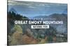 Great Smoky Mountains - Day - Rubber Stamp-Lantern Press-Stretched Canvas