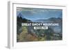 Great Smoky Mountains - Day - Rubber Stamp-Lantern Press-Framed Art Print