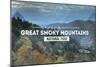 Great Smoky Mountains - Day - Rubber Stamp-Lantern Press-Mounted Art Print