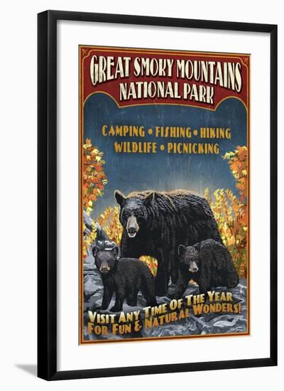 Great Smoky Mountains National Park - Black Bear-Lantern Press-Framed Art Print