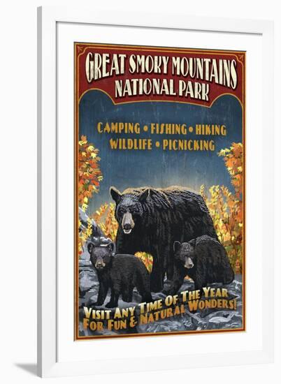 Great Smoky Mountains National Park - Black Bear-Lantern Press-Framed Art Print