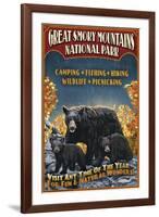 Great Smoky Mountains National Park - Black Bear-Lantern Press-Framed Art Print