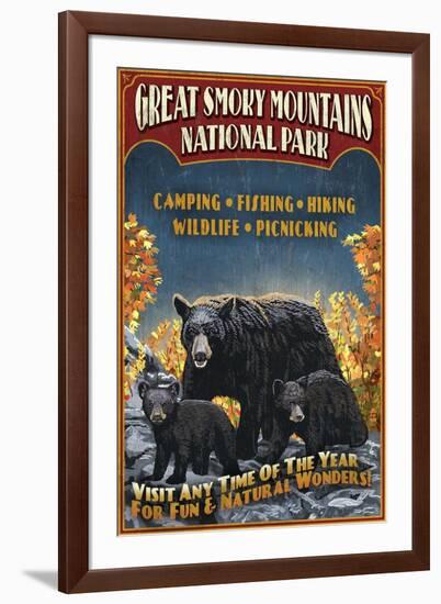 Great Smoky Mountains National Park - Black Bear-Lantern Press-Framed Art Print