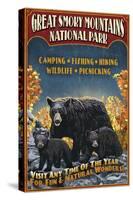 Great Smoky Mountains National Park - Black Bear-Lantern Press-Stretched Canvas