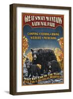 Great Smoky Mountains National Park - Black Bear-Lantern Press-Framed Art Print