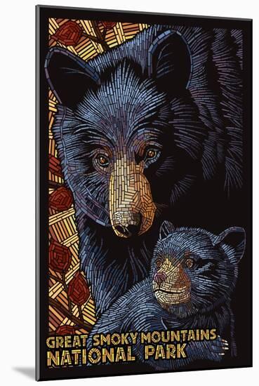 Great Smoky Mountains National Park - Black Bears - Mosaic-Lantern Press-Mounted Art Print