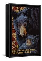 Great Smoky Mountains National Park - Black Bears - Mosaic-Lantern Press-Framed Stretched Canvas