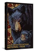 Great Smoky Mountains National Park - Black Bears - Mosaic-Lantern Press-Stretched Canvas