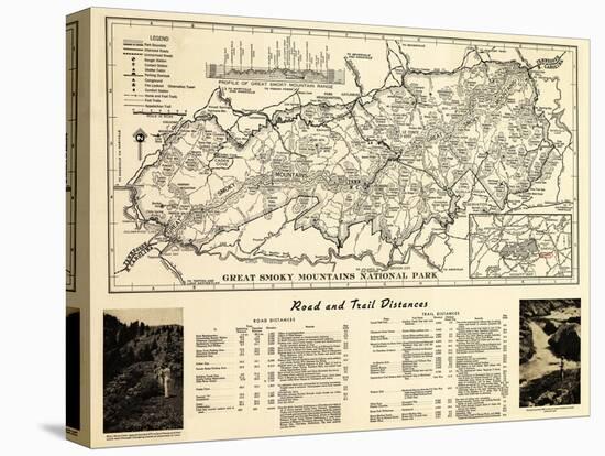 Great Smoky Mountains National Park - Panoramic Map-Lantern Press-Stretched Canvas