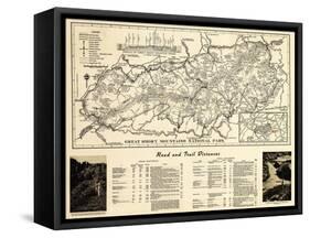Great Smoky Mountains National Park - Panoramic Map-Lantern Press-Framed Stretched Canvas