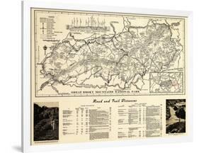 Great Smoky Mountains National Park - Panoramic Map-Lantern Press-Framed Art Print