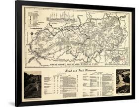 Great Smoky Mountains National Park - Panoramic Map-Lantern Press-Framed Art Print