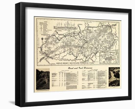 Great Smoky Mountains National Park - Panoramic Map-Lantern Press-Framed Art Print