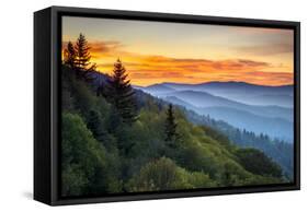 Great Smoky Mountains National Park Scenic Sunrise Landscape at Oconaluftee-daveallenphoto-Framed Stretched Canvas