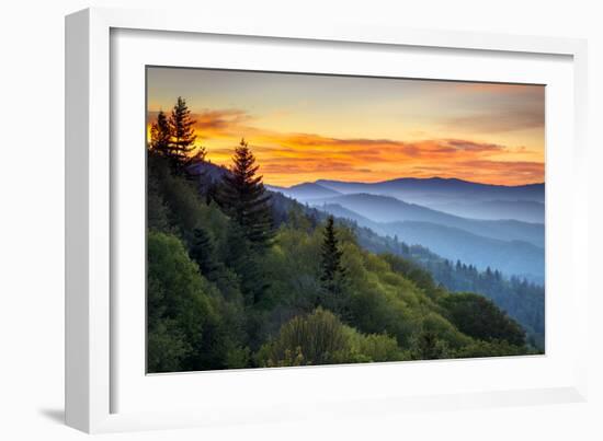 Great Smoky Mountains National Park Scenic Sunrise Landscape at Oconaluftee-daveallenphoto-Framed Photographic Print