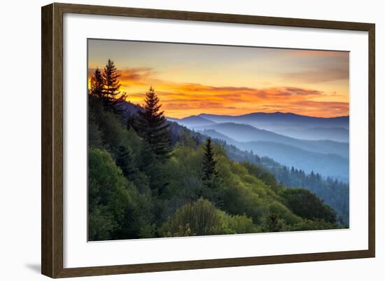 Great Smoky Mountains National Park Scenic Sunrise Landscape at Oconaluftee-daveallenphoto-Framed Photographic Print