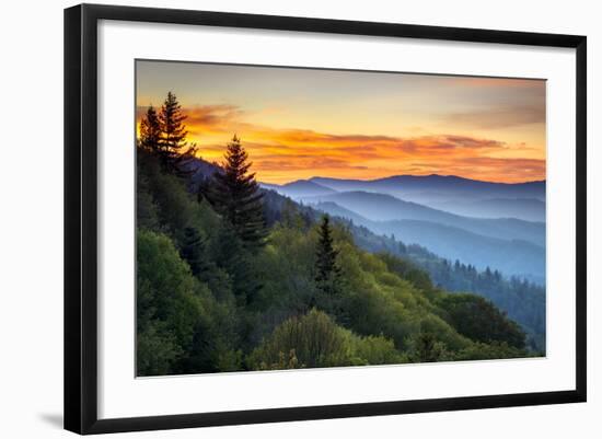 Great Smoky Mountains National Park Scenic Sunrise Landscape at Oconaluftee-daveallenphoto-Framed Photographic Print
