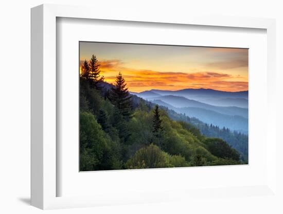 Great Smoky Mountains National Park Scenic Sunrise Landscape at Oconaluftee-daveallenphoto-Framed Photographic Print