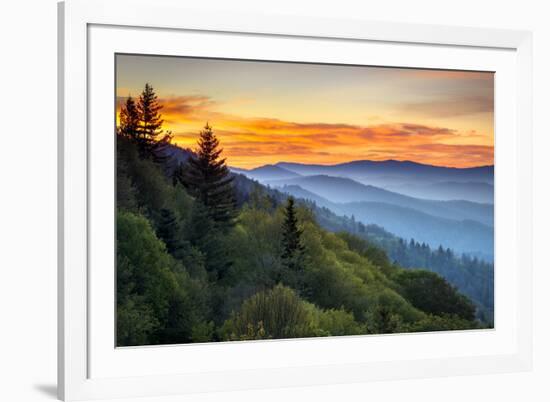 Great Smoky Mountains National Park Scenic Sunrise Landscape at Oconaluftee-daveallenphoto-Framed Photographic Print