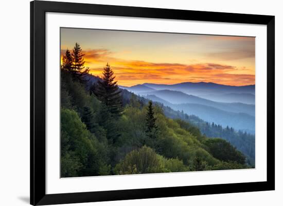 Great Smoky Mountains National Park Scenic Sunrise Landscape at Oconaluftee-daveallenphoto-Framed Photographic Print