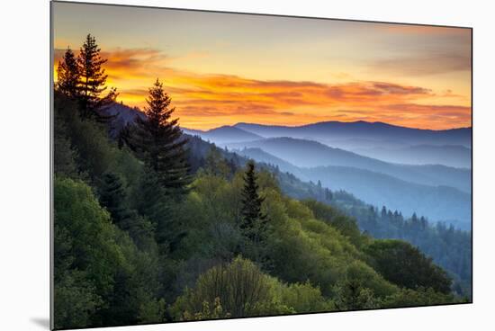 Great Smoky Mountains National Park Scenic Sunrise Landscape at Oconaluftee-daveallenphoto-Mounted Photographic Print