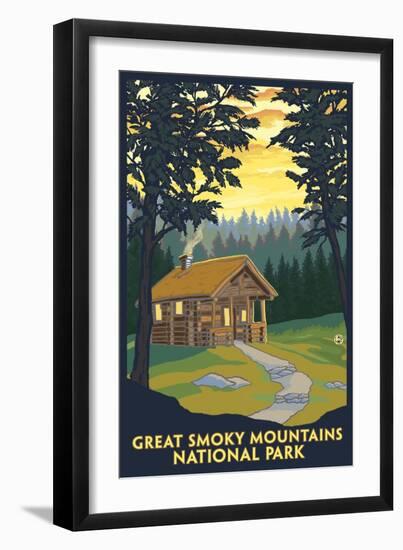 Great Smoky Mountains National Park, Tennessee - Cabin in the Woods-Lantern Press-Framed Art Print