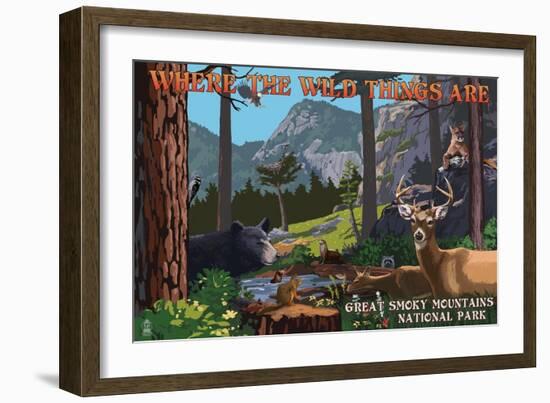 Great Smoky Mountains National Park - Where the Wild Things are - Utopia-Lantern Press-Framed Art Print