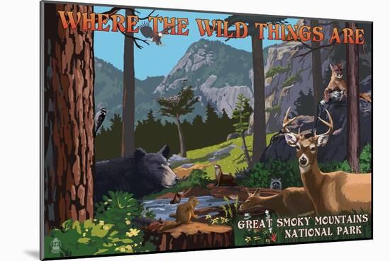 Great Smoky Mountains National Park - Where the Wild Things are - Utopia-Lantern Press-Mounted Art Print