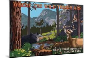 Great Smoky Mountains National Park - Where the Wild Things are - Utopia-Lantern Press-Mounted Art Print