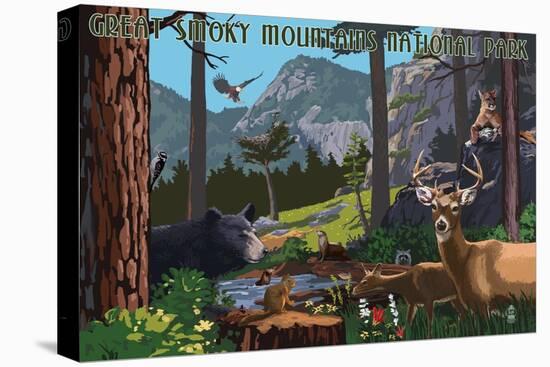 Great Smoky Mountains National Park - Wildlife Utopia-Lantern Press-Stretched Canvas