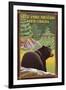 Great Smoky Mountains, North Carolina - Black Bear in Forest-Lantern Press-Framed Art Print