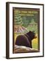 Great Smoky Mountains, North Carolina - Black Bear in Forest-Lantern Press-Framed Art Print