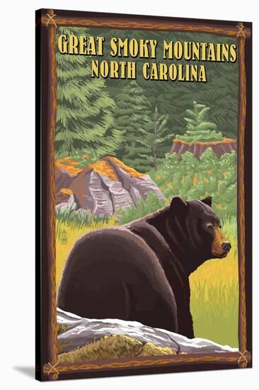 Great Smoky Mountains, North Carolina - Black Bear in Forest-Lantern Press-Stretched Canvas