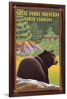 Great Smoky Mountains, North Carolina - Black Bear in Forest-Lantern Press-Framed Art Print