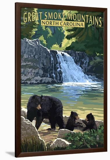 Great Smoky Mountains, North Carolina - Falls-Lantern Press-Framed Art Print