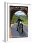 Great Smoky Mountains, North Carolina - Motorcycle and Tunnel-Lantern Press-Framed Art Print