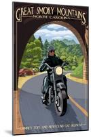 Great Smoky Mountains, North Carolina - Motorcycle and Tunnel-Lantern Press-Mounted Art Print