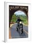 Great Smoky Mountains, North Carolina - Motorcycle and Tunnel-Lantern Press-Framed Art Print