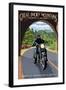 Great Smoky Mountains, North Carolina - Motorcycle and Tunnel-Lantern Press-Framed Art Print