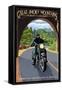 Great Smoky Mountains, North Carolina - Motorcycle and Tunnel-Lantern Press-Framed Stretched Canvas