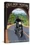 Great Smoky Mountains, North Carolina - Motorcycle and Tunnel-Lantern Press-Stretched Canvas